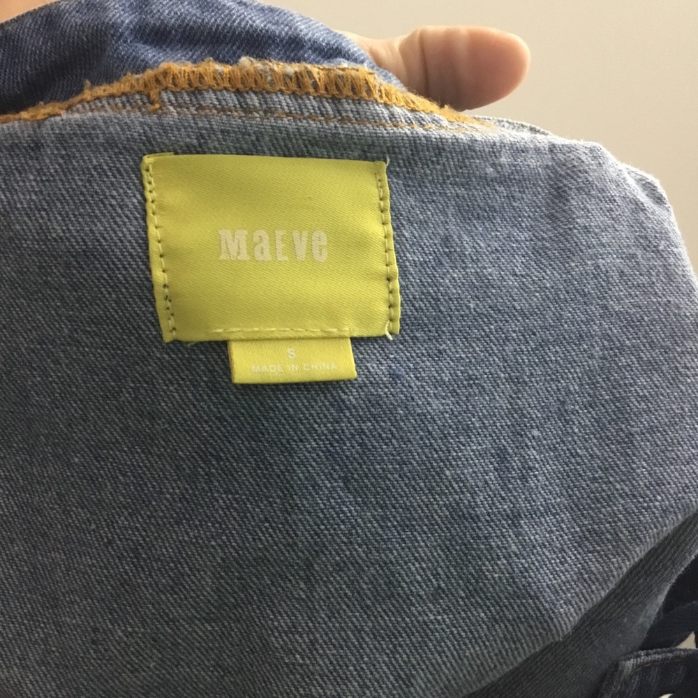 Maeve Denim Blue Lace Up Sleeve Shift Jean Dress - Picture 6 of 8